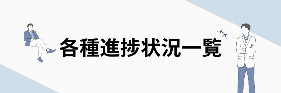 各種進捗状況一覧